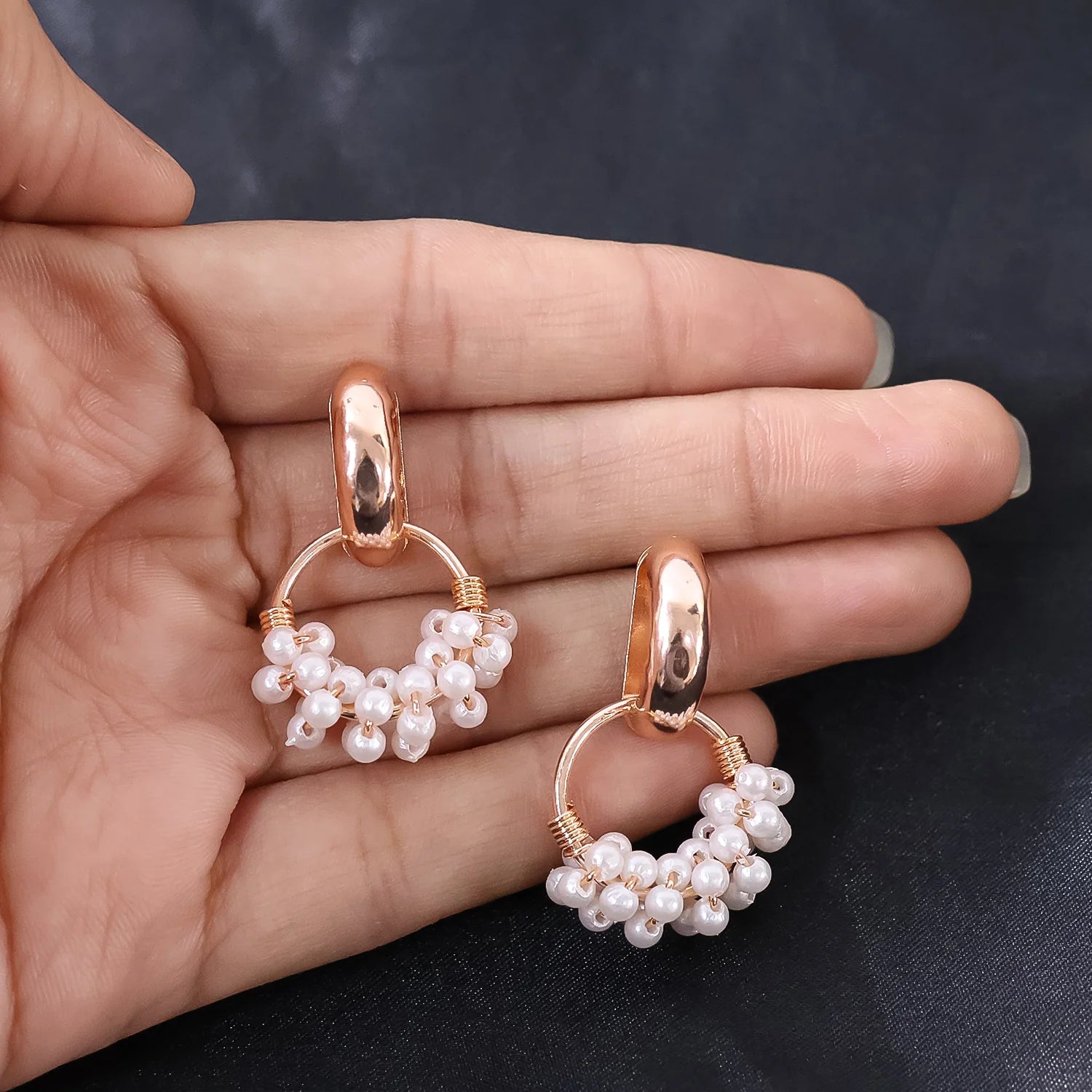 Double Pearl Stud Earrings
