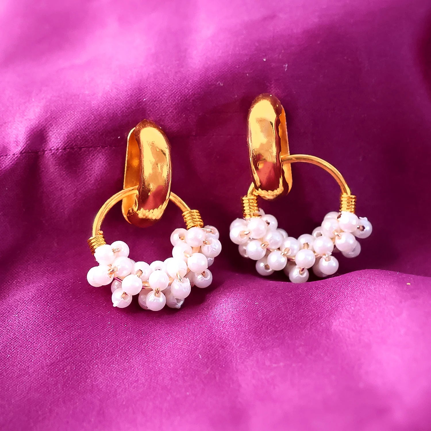 Double Pearl Stud Earrings