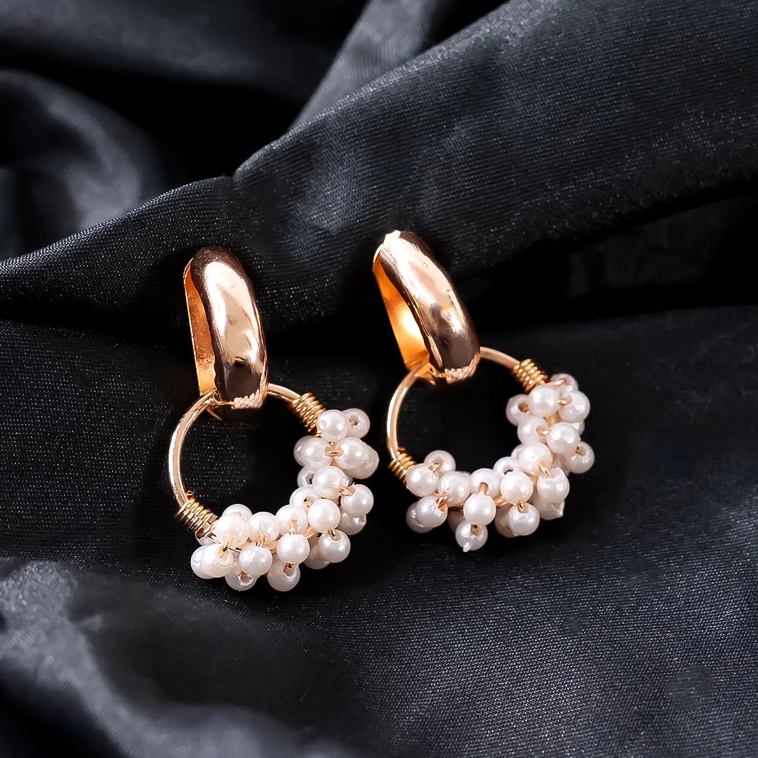 Double Pearl Stud Earrings
