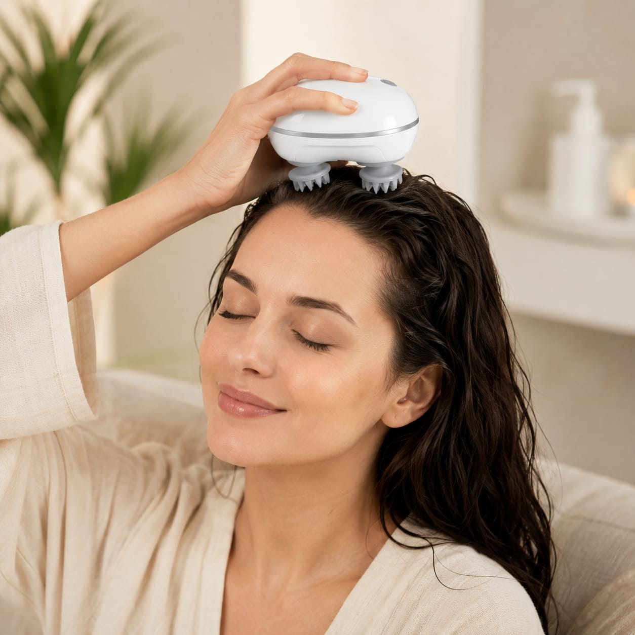 Smart Electric Scalp & Body Massager with 4 Detachable Heads